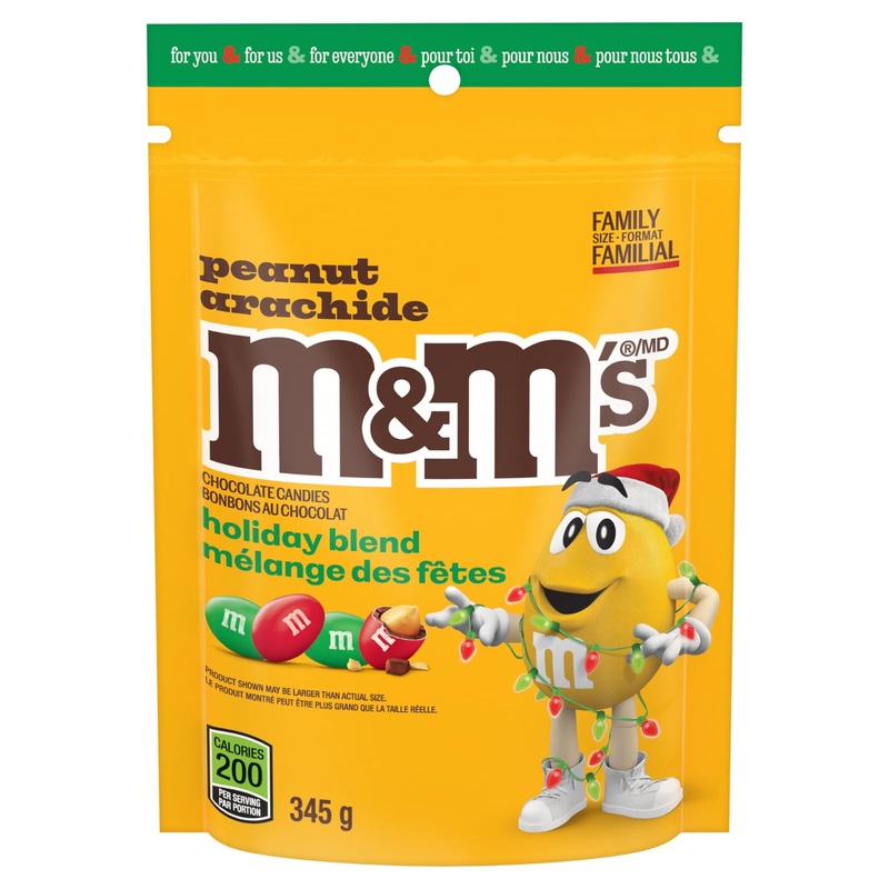 M&M’S Christmas Peanut Milk Chocolate Candy Holiday Sharing Bag 345g