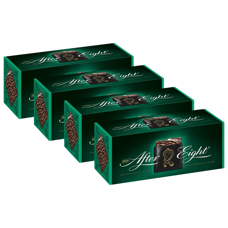 Nestl after eight wafer-thin chocolate tablet made of dark chocolate with peppermint cream filling 4-pack (4 x 200g) chocolate tablet 200 g (4 Pack)