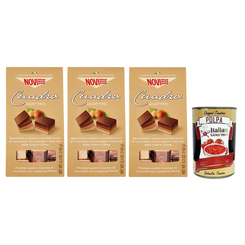 Novi Cuadro Quattro Lot of 3 sachets of 400 g of delicious Italian chocolate 400 g