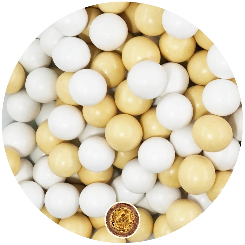 One -in 700g crispy chocolate operlen mix white -cream pearl gloss -Ca 1.8 cm large chocolate ball gifts wedding baptism communion -chocolate drage chocolate lens wedding almonds Candy bar nikah Sekeri