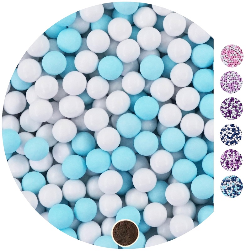 One on 1kg chocolate balls Mix Small White -Hellblau approx. 1 cm – guest gifts wedding baptism communion confirmation perfect for test tubes – alternative for chocolate lenses wedding almonds