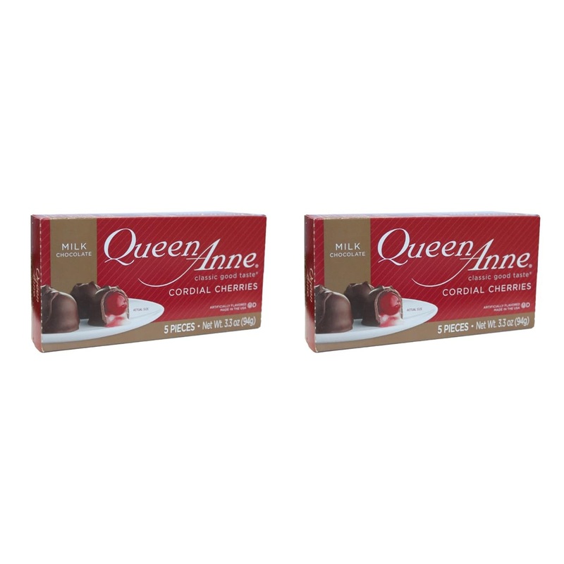 Queen Anne Cordial Milk Chocolate (2) Package Bundle (10 TOTAL – 5 per box) with BIG MAPLE Trivia Cards. Tasty Snack for Holidays Christmas Party Birthday Office Home