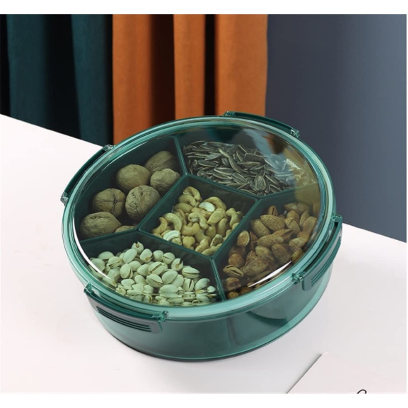 Snack Serving Tray with Lid Snackle Box Snack Serving Tray Snack Box Candy Dish Sealed Snack Tray Living Room Coffee Table Large Capacity of Candy Dried Fruit Tray (Color : Vert Size : 30.5 * 9.8cm) 30.5*9.8cm Vert
