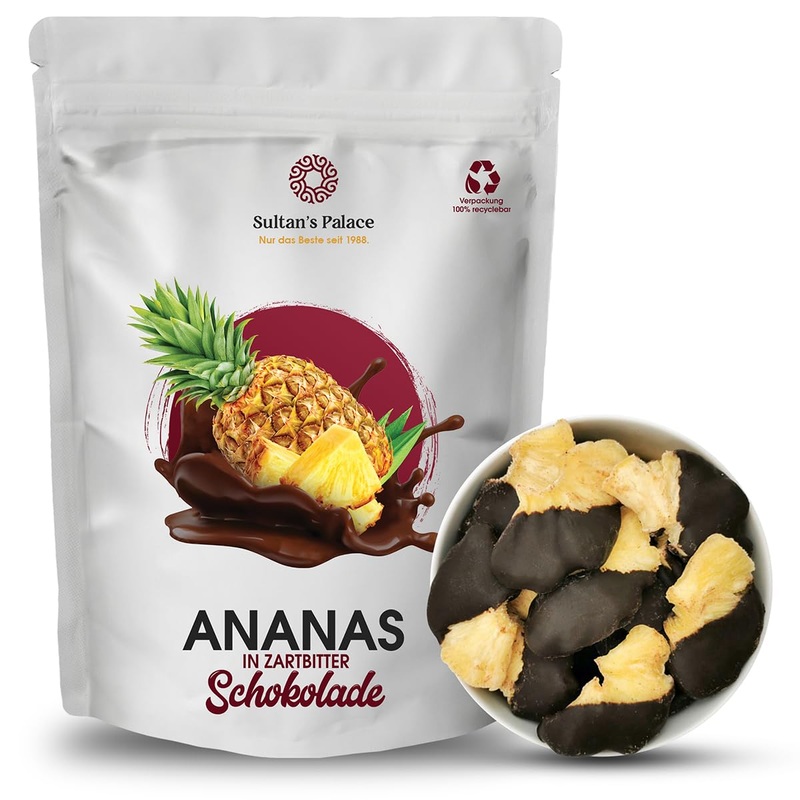 Sultan s Palace dried pineapple in dark chocolate – 200 g – Feinherbe Bitter chocolate – chocolate fruits – pineapple idea 200 g