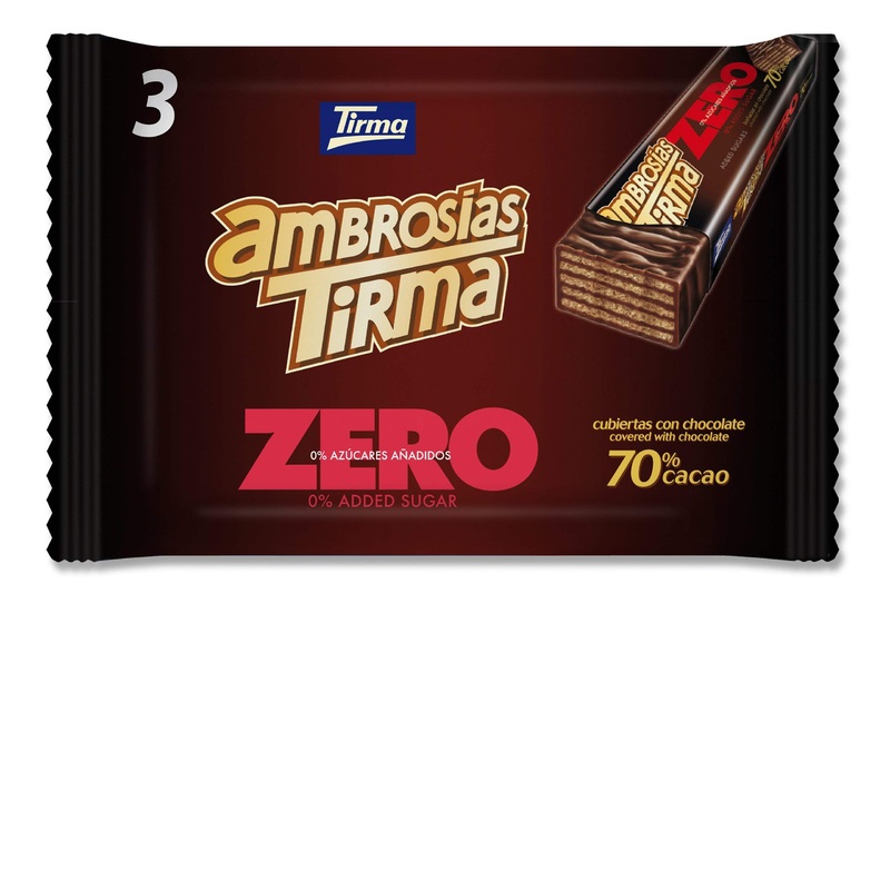 Tirma waffles dark chocolate 70% cocoa |Without sugar additives |Suitable for keto diet |Carbohydrate arms |For diabetic |Multipack chocolate waffle bar |3 pieces |64.5 g of coffee 64.5 g
