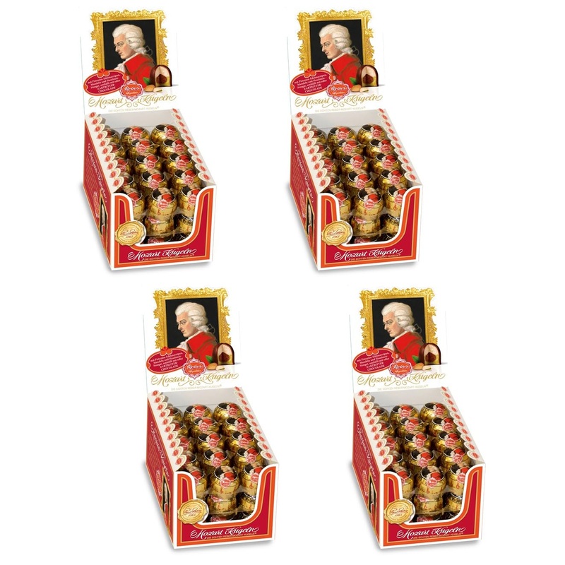 Vine Mozart balls 4×45 installation box Mozart balls made of dark chocolate filled with pistachio marzipan almonds and hazelnut nougat 3.6kg (180 mozart balls) 45 pieces (4 Pack)
