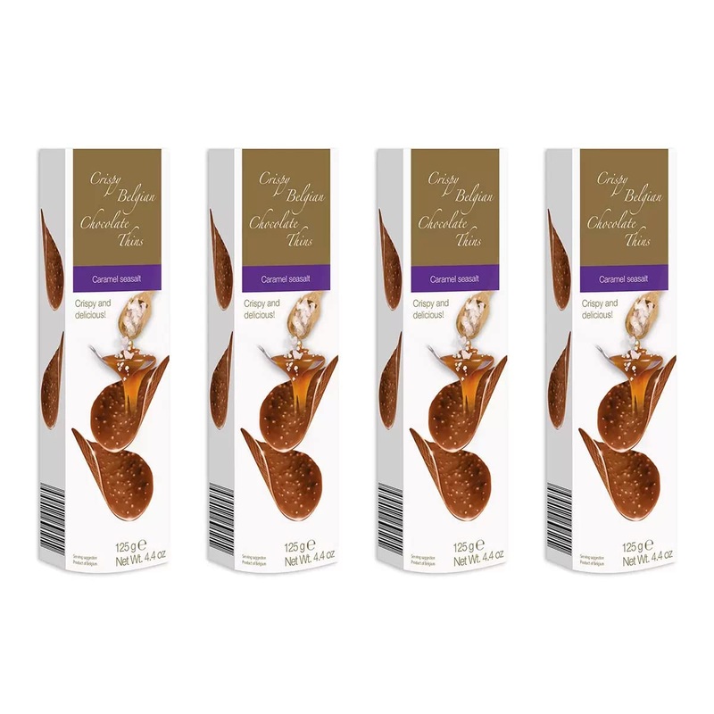 1 x Crispy Belgian Milk Chocolate Thins with Sea Salt & Caramel 500g