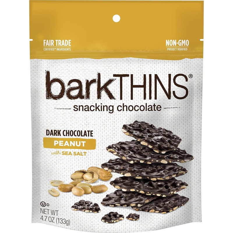 barkTHINS Snacking Dark Chocolate – Peanut with Sea Salt, 4.7 Ounce – Pack of 6