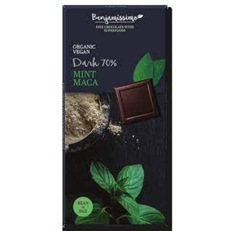Benjamissimo Organic Vegan Chocolate Bars 70g (Mint Maca Single) Mint Maca Single