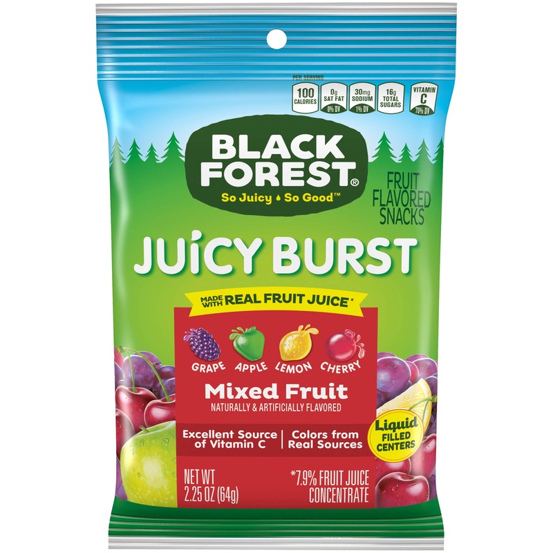 Black Forest Juicy Burst Fruit Snacks – Mixed Fruit – 2.25 Ounce Pack of 48