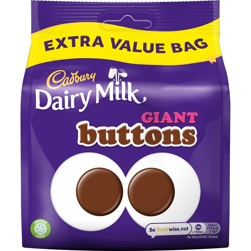 Cadbury Dairy Milk Giant Buttons Milk Chocolate Bag 330 g (Pack of 1) Chocolate 330 g (Pack of 1)