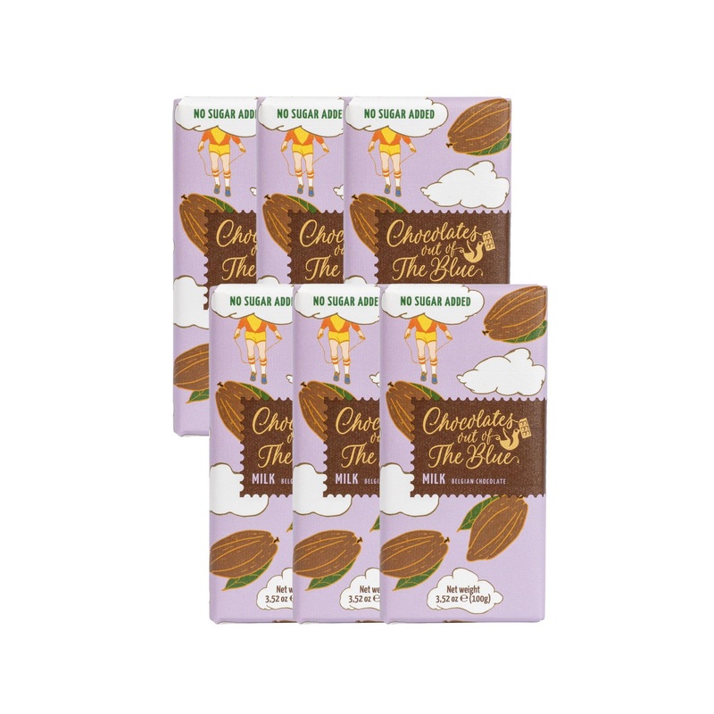 Chocolates out of the Blue | No Sugar Added Belgian Milk Chocolate Bars | 100g x 6 bars