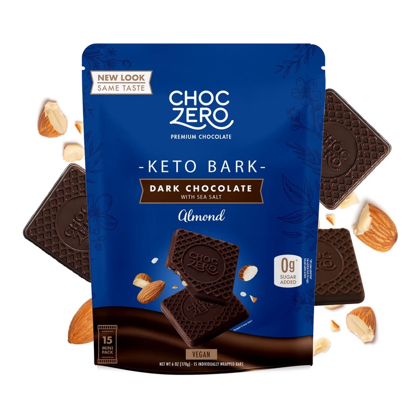 Choczero Dark Chocolate with Sea Salt Keto Bark Almonds – 6 OZ