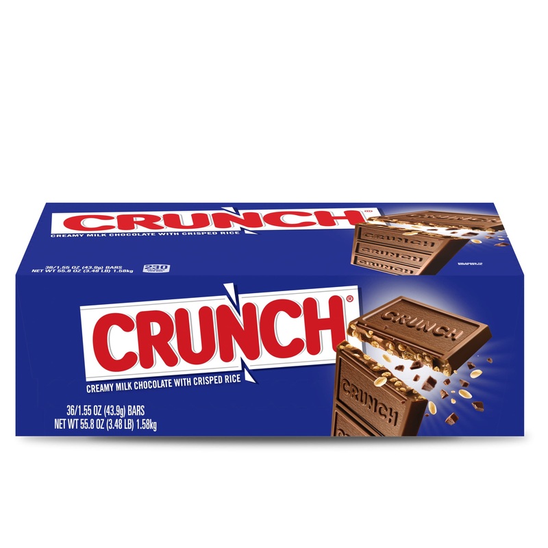 CRUNCH, Milk Chocolate And Crisped Rice, Full Size Individually Wrapped Candy Bars, Great For Halloween Candy, 55.8 Oz, 36 Count 36 Count(Pack of 1)