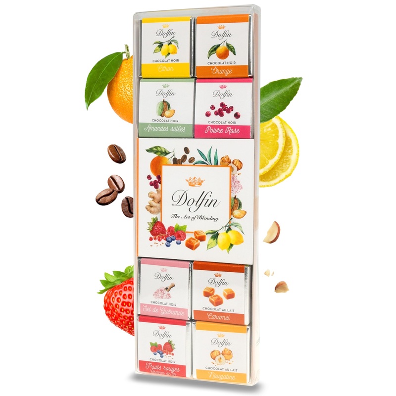 Dolfin Selected chocolate panache – 24 squares – 12 delicious flavors – gourmet chocolate sweets – gifts for birthday anniversary Valentine’s Day Christmas 24 Panach