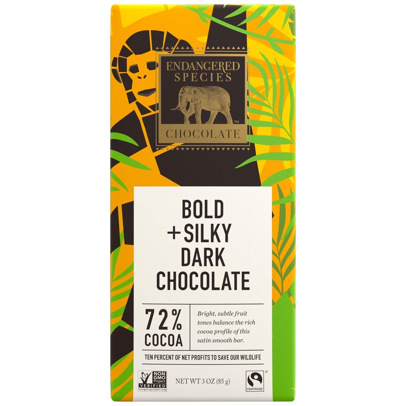 Endangered Species Chocolate Bold + Silky Dark Chocolate 72% Cocoa 3 oz (85 g)