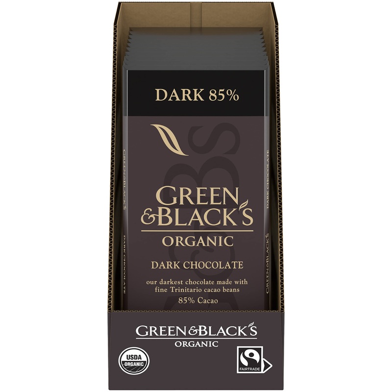 Green & Black’s Organic Dark Chocolate Bar, 85% Cacao, 10 – 3.17 oz Bars 85% Cacao Dark Chocolate 3.17 Ounce (Pack of 10)