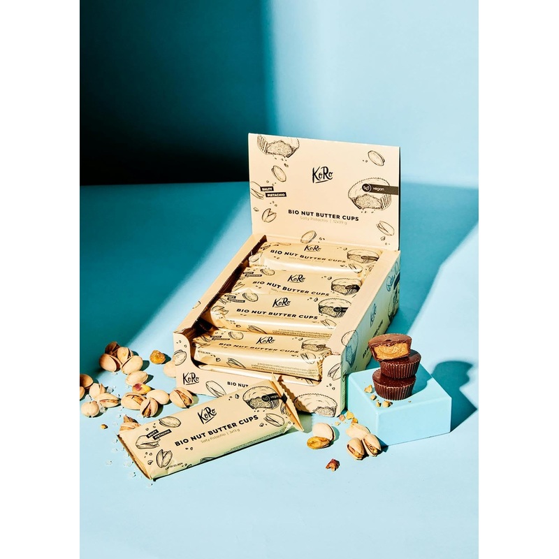 KoRo – Organic Nut Butter Cups Salty Pistachio – Crunchy dark chocolate – Salted pistachio butter – Vegan