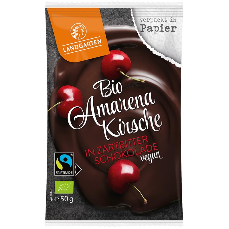 Landgarten | Vegan organic amares in Darish bitter chocolate |1 Pack (50g) amares in dark chocolate 50 g (1 Pack)