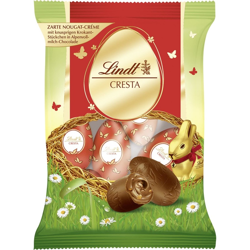 Lindt chocolate cresta eggs |3 x 90 g |Eggs made of delicate nougat cream with crispy chocolate pieces in alpine full milk chocolate |Easter chocolate |Chocolate gift |Easter eggs |Chocolate egg