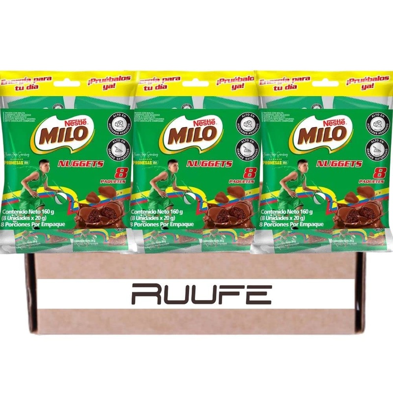 Milo Nuggets Chocolate (24 pack – 8.4 oz per pck) The best Colombian and Malaysian snack covered with delicious chocolate flavor