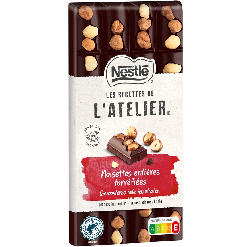 Nestl Les Recettes de L’Atelier – Dark Chocolate Bar with Whole Roasted Hazelnuts – 170g