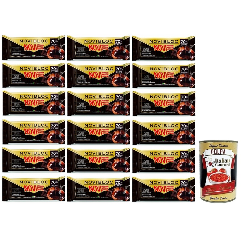Novi Novibloc Chocolate Lot of 18 dark chocolate fondant tablets 70% cocoa 140 g + Tomato Pulp Italian Gourmet Tomato Pulp Box of 400 g