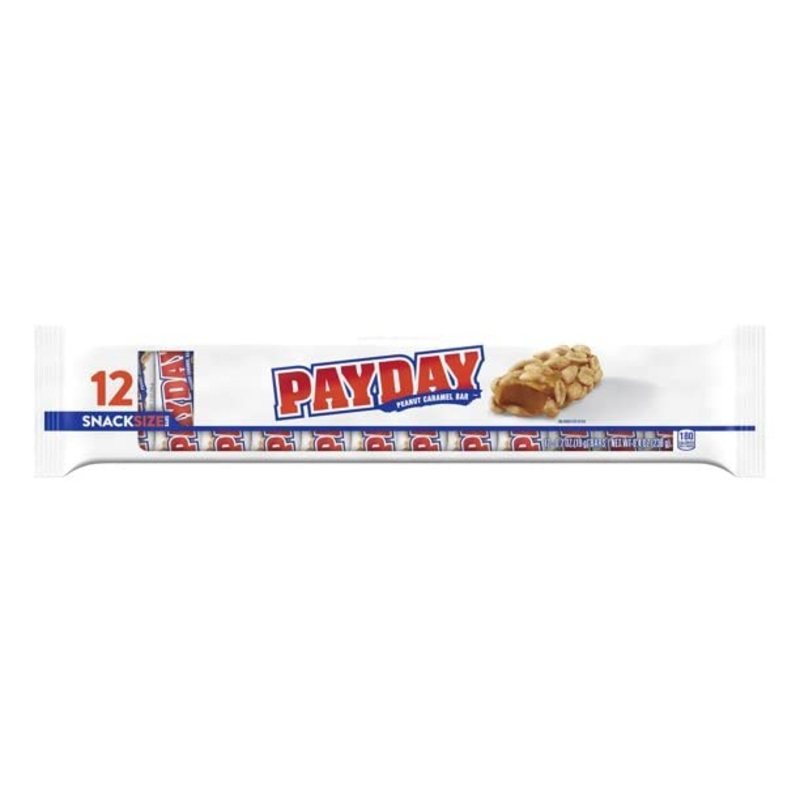 PAYDAY Peanut Caramel Snack Size Candy Individually Wrapped Gluten Free 0.7 oz Bars (12 Count)