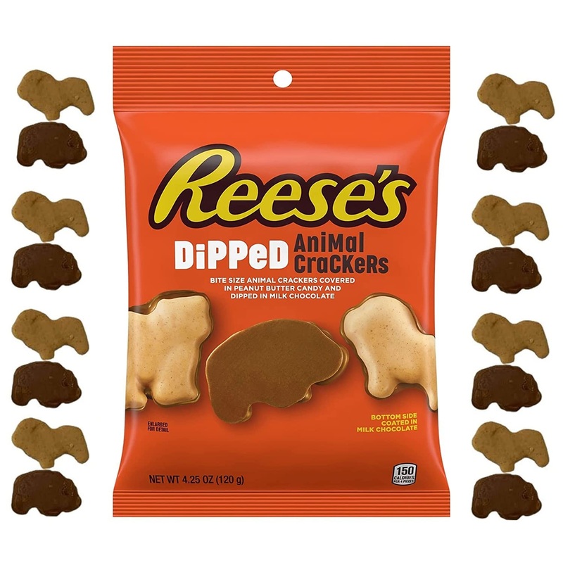 REESE’S Dipped Animal Crackers 4.25oz – Milk Chocolate and Peanut Butter Candy Dipped Animal Crackers 120g