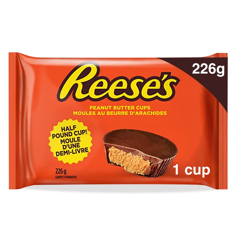 Reese’s Half Pound Chocolate Peanut Butter Cup Holiday Candy Good Candy to Share Candy for Kids 226g (Pack of 1) Reese’s Half Pound Cup
