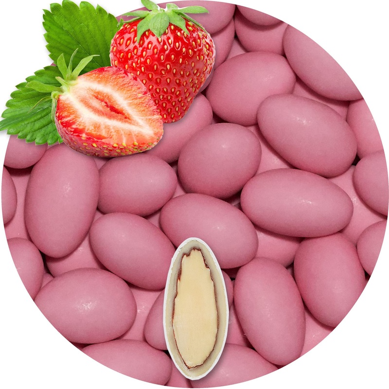 Single 0.5kg of chocolate bays pink matt wedding almonds | Guests gifts wedding baptism communion confirmation |Almonds made of chocolate and sugar speak chocolate sugar almonds |Bathroom Sekeri strawberry rosa