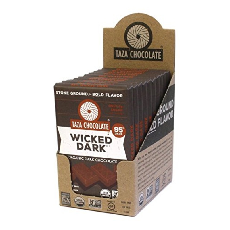 Taza Chocolate Organic Amaze Bar 95% Stone Ground, Wicked Dark, 2.5 Ounce (10 Count), Vegan Wicked Dark Chocolate 2.5 Ounce (10 Count)