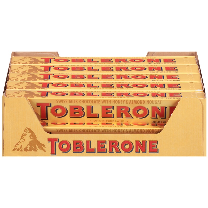 Toblerone Swiss Milk Chocolate Candy Bars with Honey and Almond Nougat 20 – 3.52 oz Bars