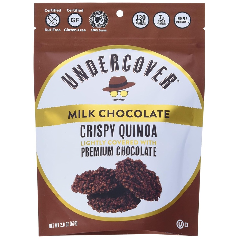 UNDERCOVER CHOCOLATE QUINOA CRISPS  MILK CHOCOLATE | 8 Pack of 2oz Bags | Gluten Free Crispy Quinoa chocolate snacks | Kosher, Allergen Friendly, Nut Free