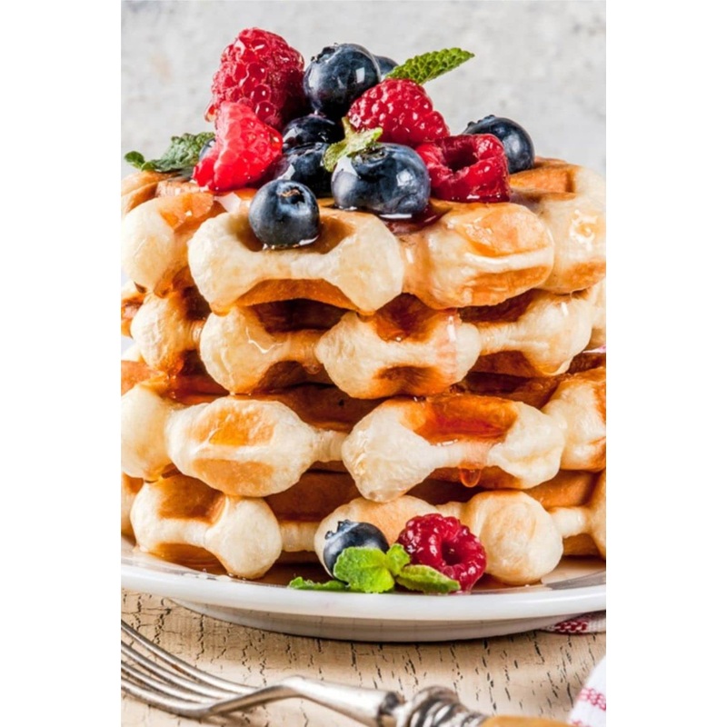 Vegan Belgian Waffle 20x90g ready to add your choice of topping. Ready to eat. Resturant Quality