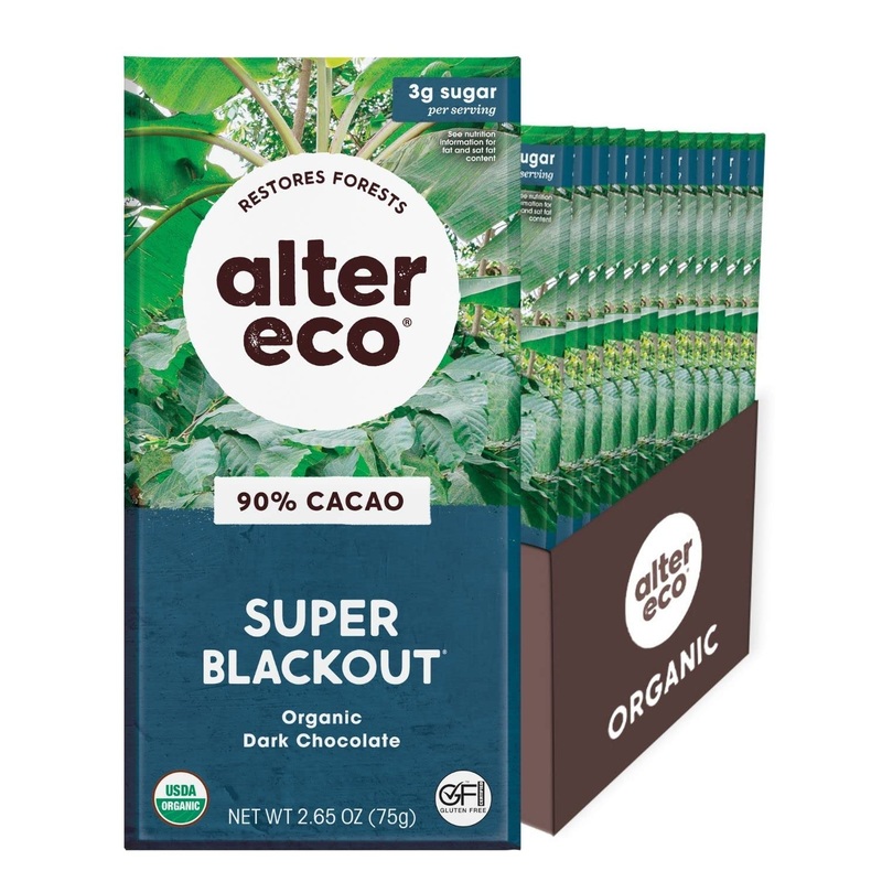 Alter Eco Organic Chocolate Bar Deepest Dark Super Blackout 90% Cocoa 2.65 oz (75 g)