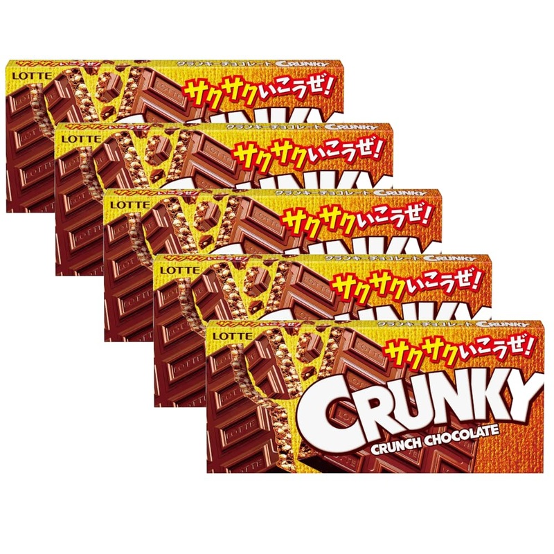 “CRUNKY” Japanese Crunch Chocolate x 5 LOTTE With MAIKO sticker Pio big bazar