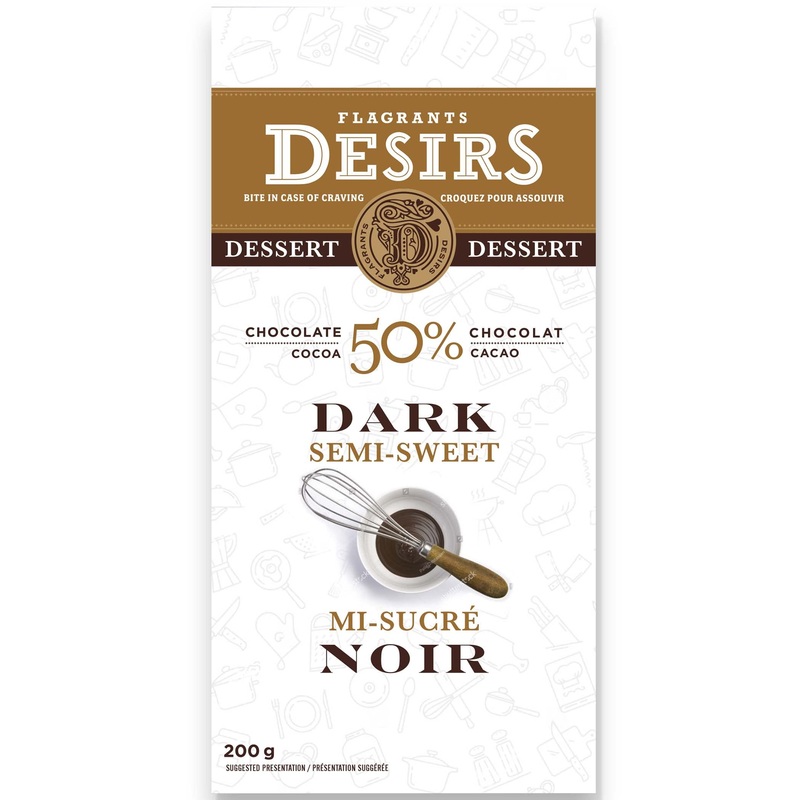 Flagrants Desirs Semi-sweet Dark Chocolate Bar (50%) – For Desserts 200g Single bar Semi-sweet (50% cocoa)