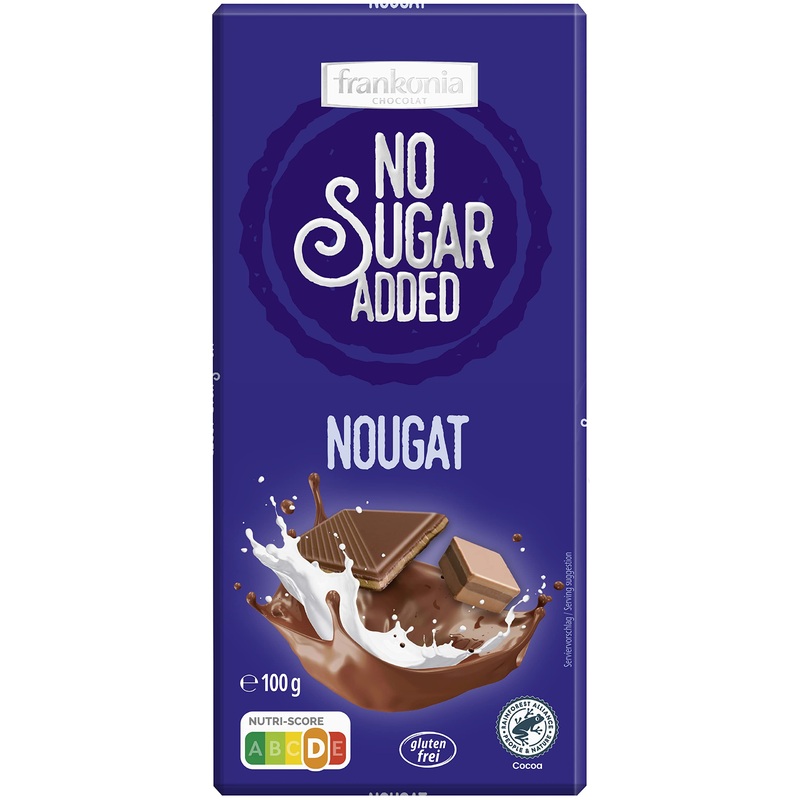 frankonia CHOCOLAT NO SUGAR ADDED Nougat chocolate gluten-free 100 g Single 100 g (1 pack)