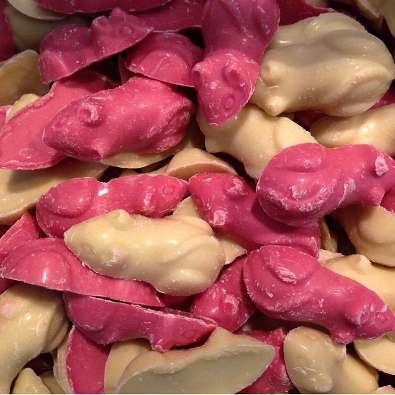 Hannahs Pink and White Large Chocolate Candy Mice 250 g
