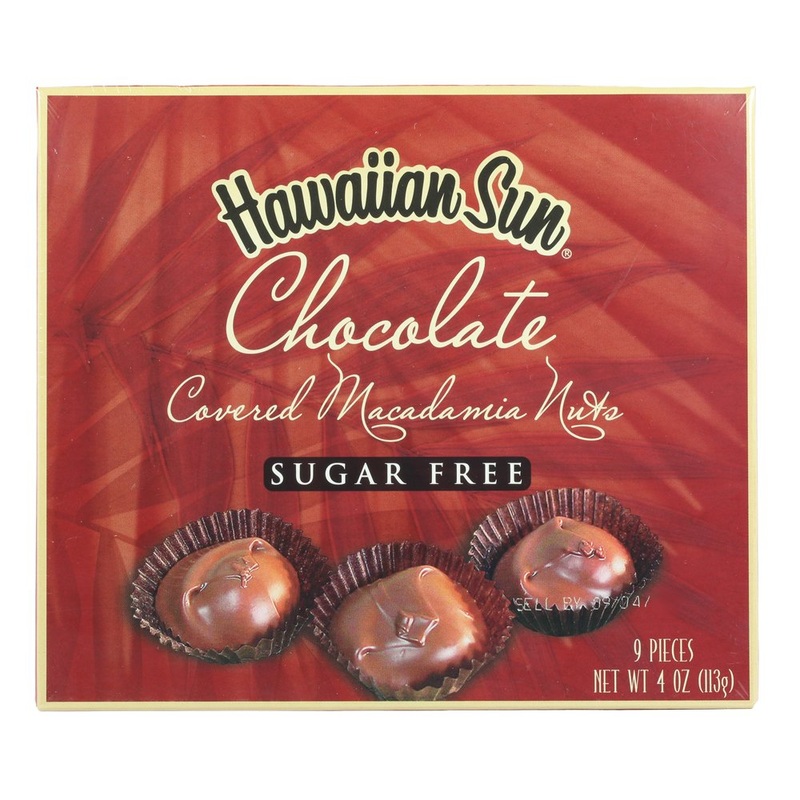 Hawaiian Sun SUGAR-FREE Chocolate Covered Macadamia Nuts 4 Oz