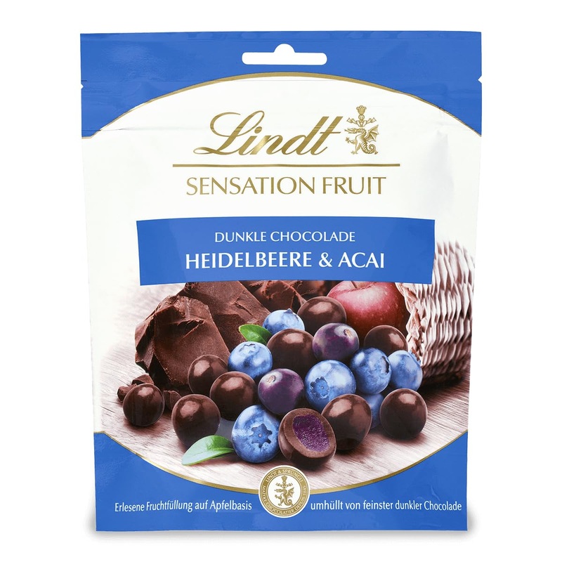 Lindt chocolate sensation fruit blueberry and acai |150 G |Dark fine cooker chocolate ball with exquisite fruit filling on apple base |Praline gift |Chocolate gift blueberry & acai