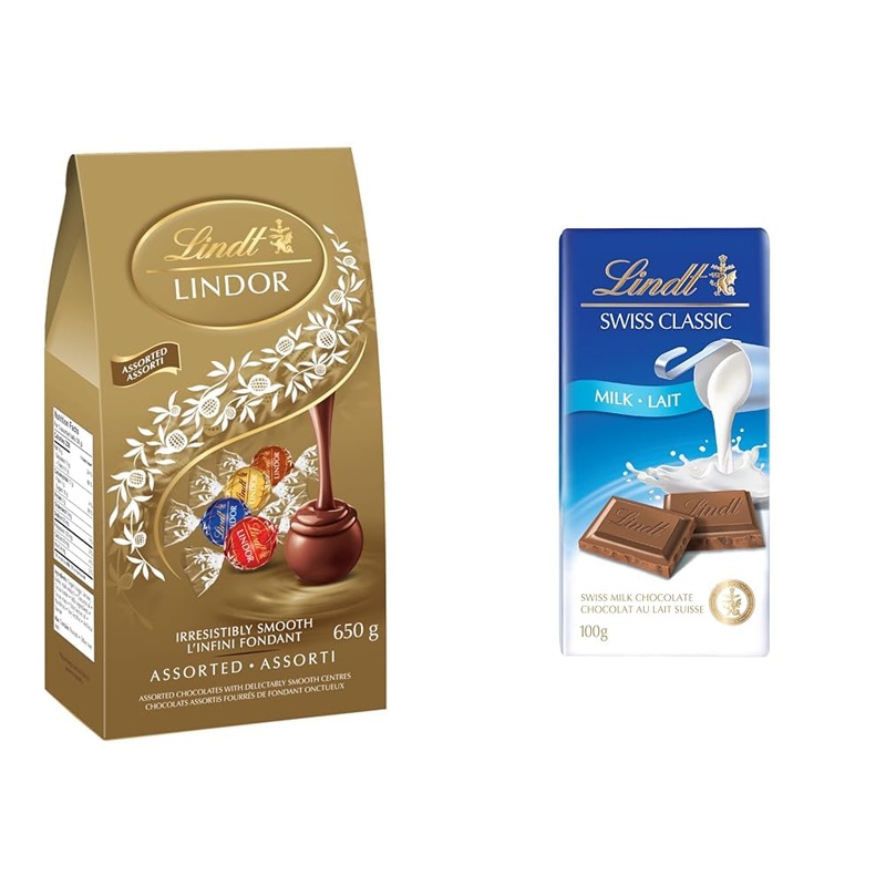 LINDT LINDOR Assorted Chocolate Truffles & Swiss Classic Milk Chocolate Chocolate Bar 100 Grams (Pack of 1)