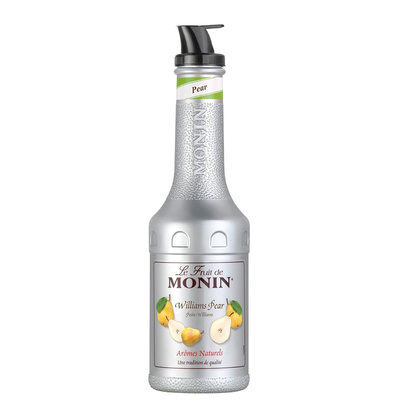 MONIN Pear Williams Fruit Mix Puree 1L for Cocktails Smoothies and Mocktails. Vegan-Friendly Allergen-Free 100% Natural Flavours and Colourings. 2-in-1 Pear Puree and Sugar Syrup Hybrid