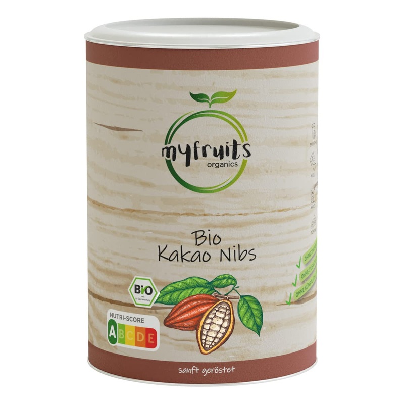 Myfruits Bio Kocao Nibs 450g cocoa without additives without sugar gently roasted for a chocolate -more taste for baking or for muesli 450 g (1 Pack)