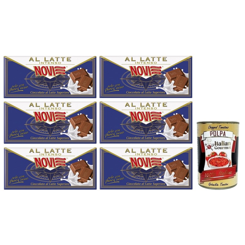 Novi Intense Milk Chocolate Lot of 6 intense milk chocolate tablets 100 g + Tomato Pulp Italian Gourmet Tomato Pulp Box of 400 g
