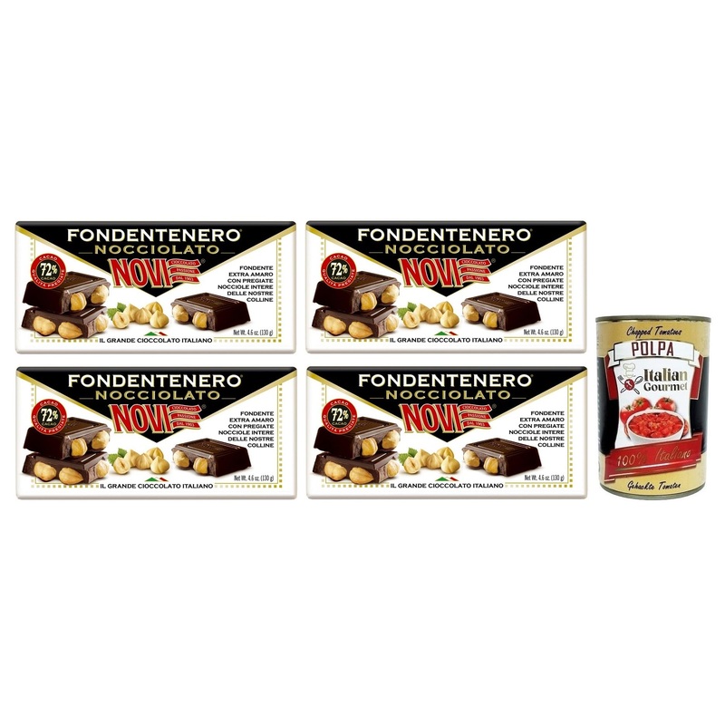 Novi Nocciolato Lot of 4 bottles of 400 g of dark chocolate extremely sweet with full noises 72% cocoa 130 g + Italian Gourmet Tomato Pulp Tomato Pulp