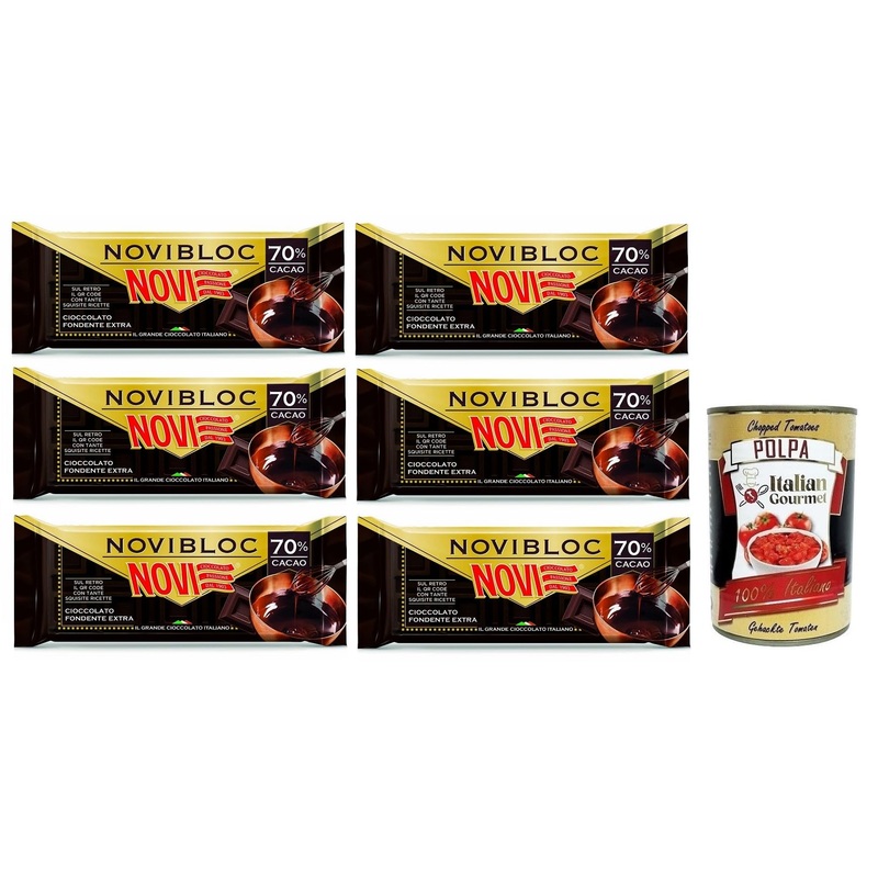 Novi Novibloc Chocolate Lot of 6 dark chocolate fondant tablets 70% cocoa 140 g + Tomato Pulp Italian Gourmet Tomato Pulp Box of 400 g
