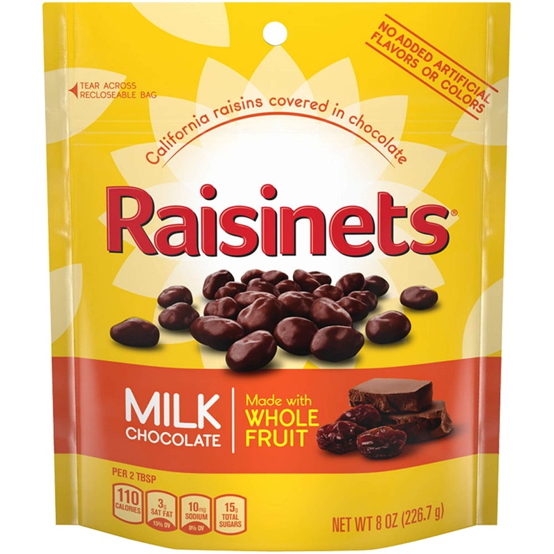 RaisinetsMilk Chocolate Covered CaliFornia RaisinsMovie Theater Reclosable BagGreat For Halloween Candy8 Oz8 Pack Milk Chocolate 8 Ounce (Pack of 8)