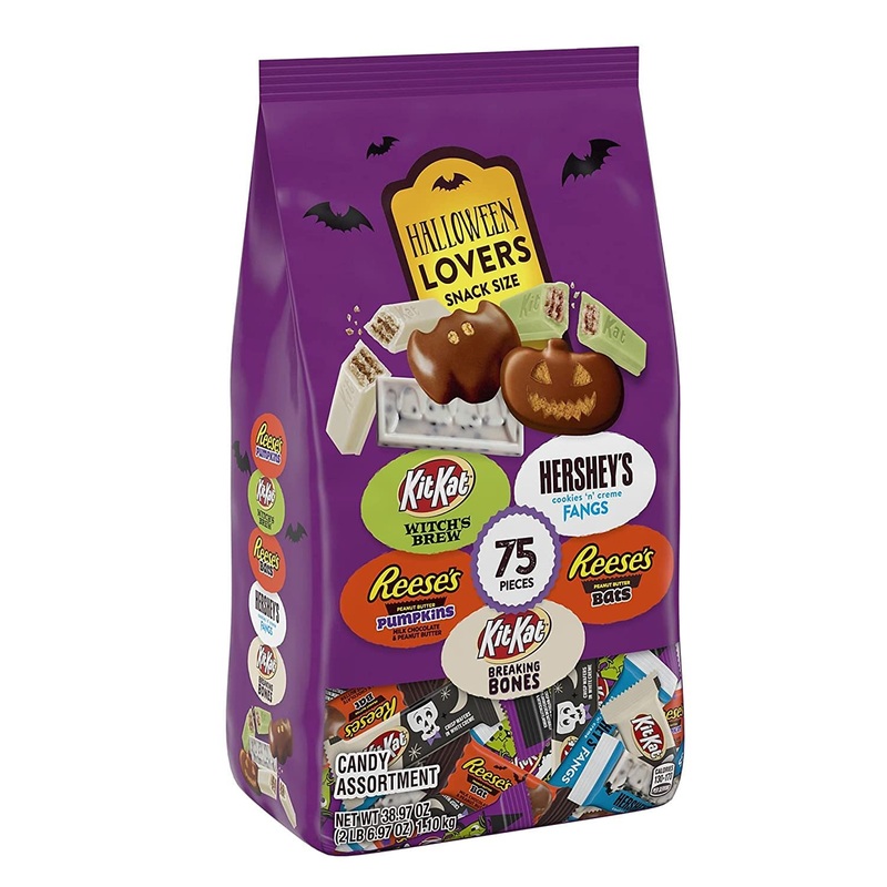 REESE’S, KIT KAT and HERSHEY’S Milk Chocolate and Creme Assortment Snack Size Candy, Halloween, 38.97 oz Bulk Variety Bag (75 Pieces)